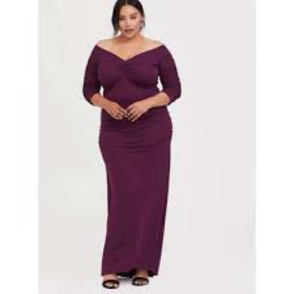 Torrid Jersey Ruched Strapless Off the Shoulder Dress